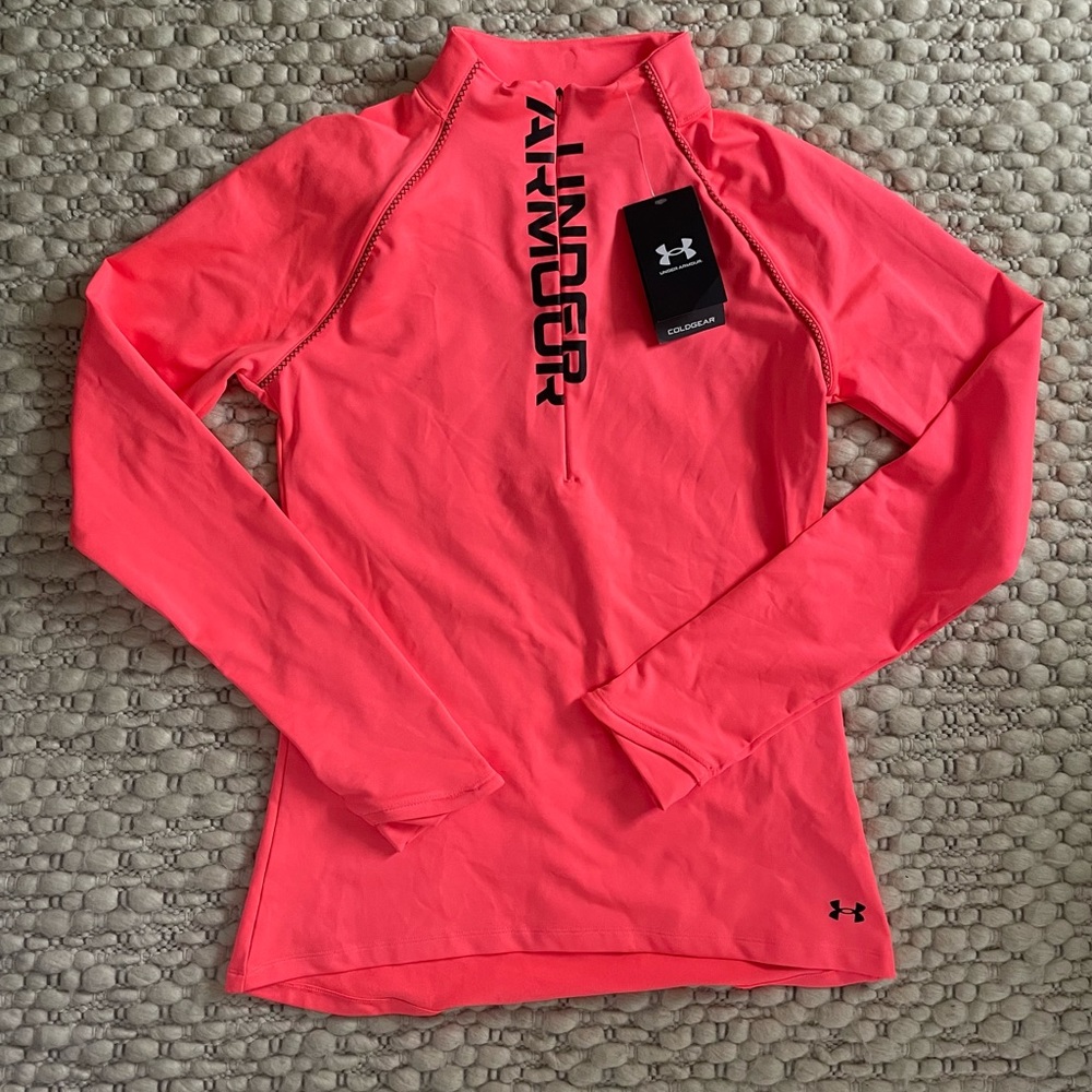 Under Armour Neon Pink Fitted Quarter Zip Top Women’s Small